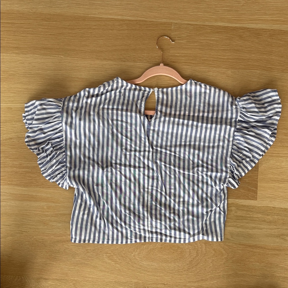 Striped Ruffle Sleeve Top - Picture 3 of 3